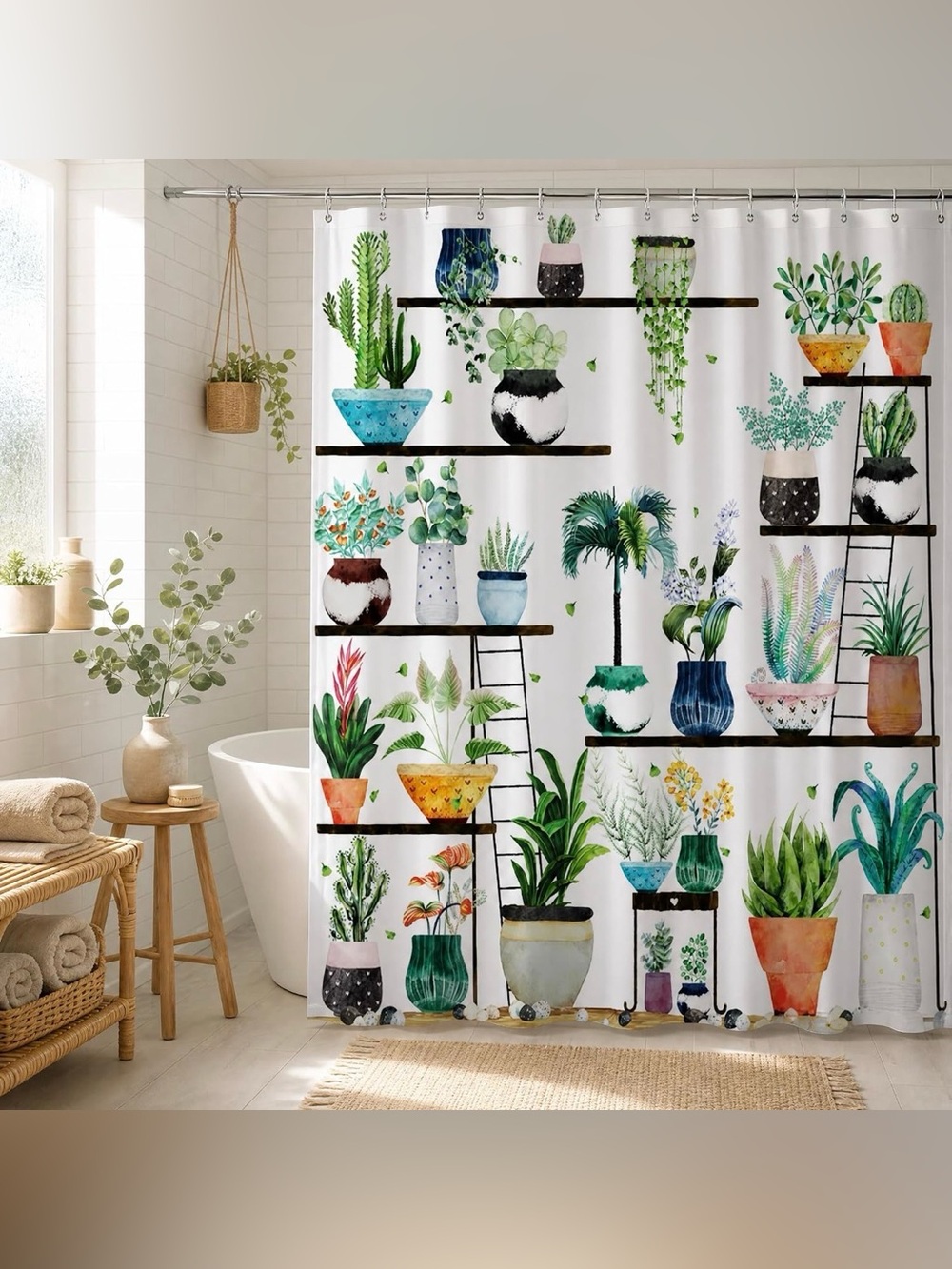 🪴 Botanical Fabric Shower Curtain